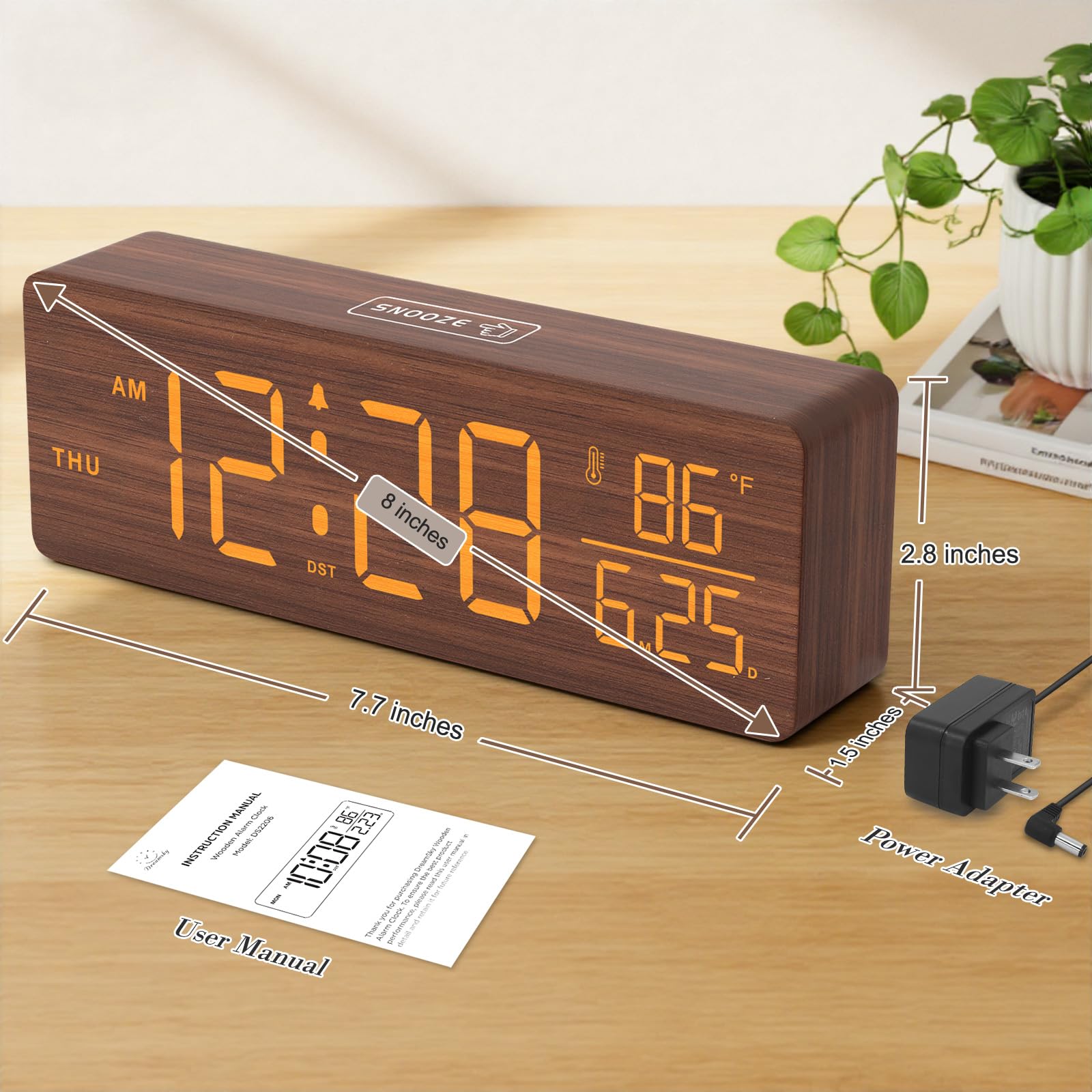 DreamSky wooden decor clock for bedroom or office