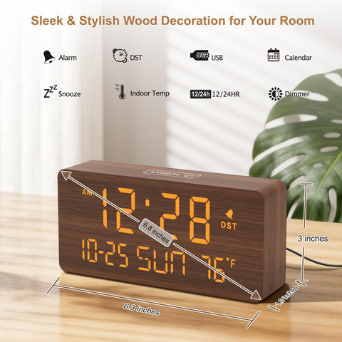 DreamSky alarm clock on a bedside table showing dimmable brightness for night use.