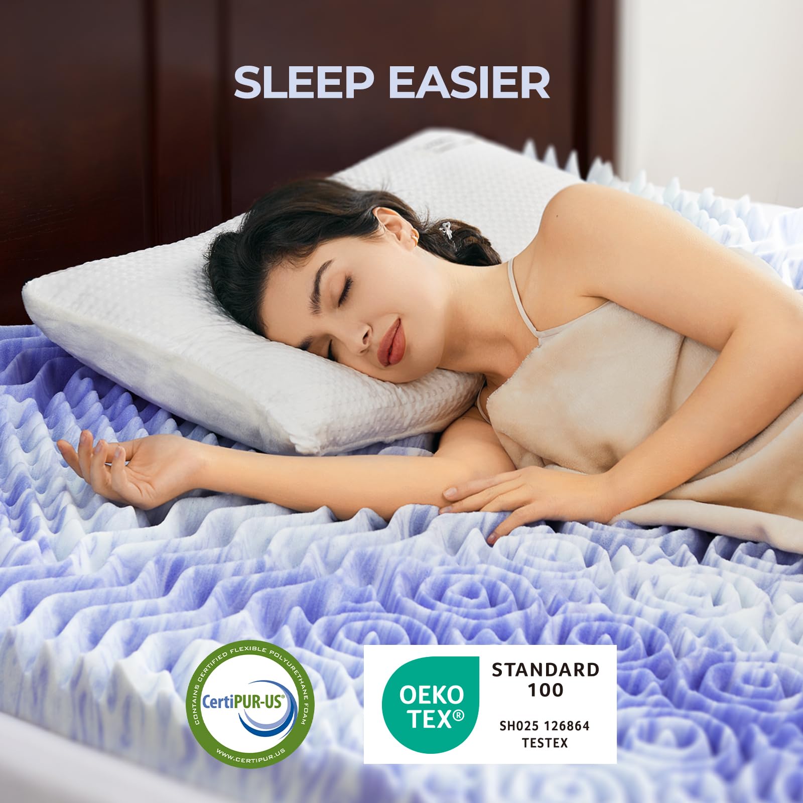 Dreamsmith gel-infused memory foam promotes airflow and breathability for hot sleepers.