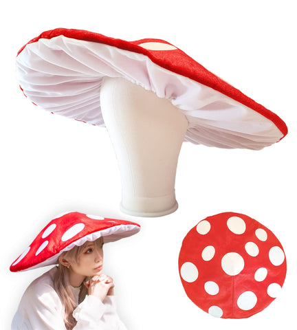 Dreamstall mushroom hat, oversized red cosplay accessory with wired brim for cosplay and photoshoots