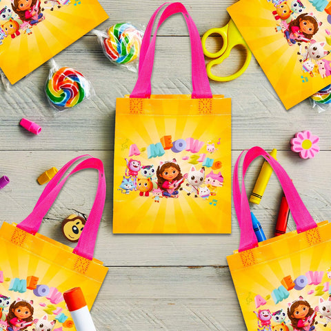 DreamWorks Gabby's Dollhouse tote bags – artwork closeup showing colorful characters.