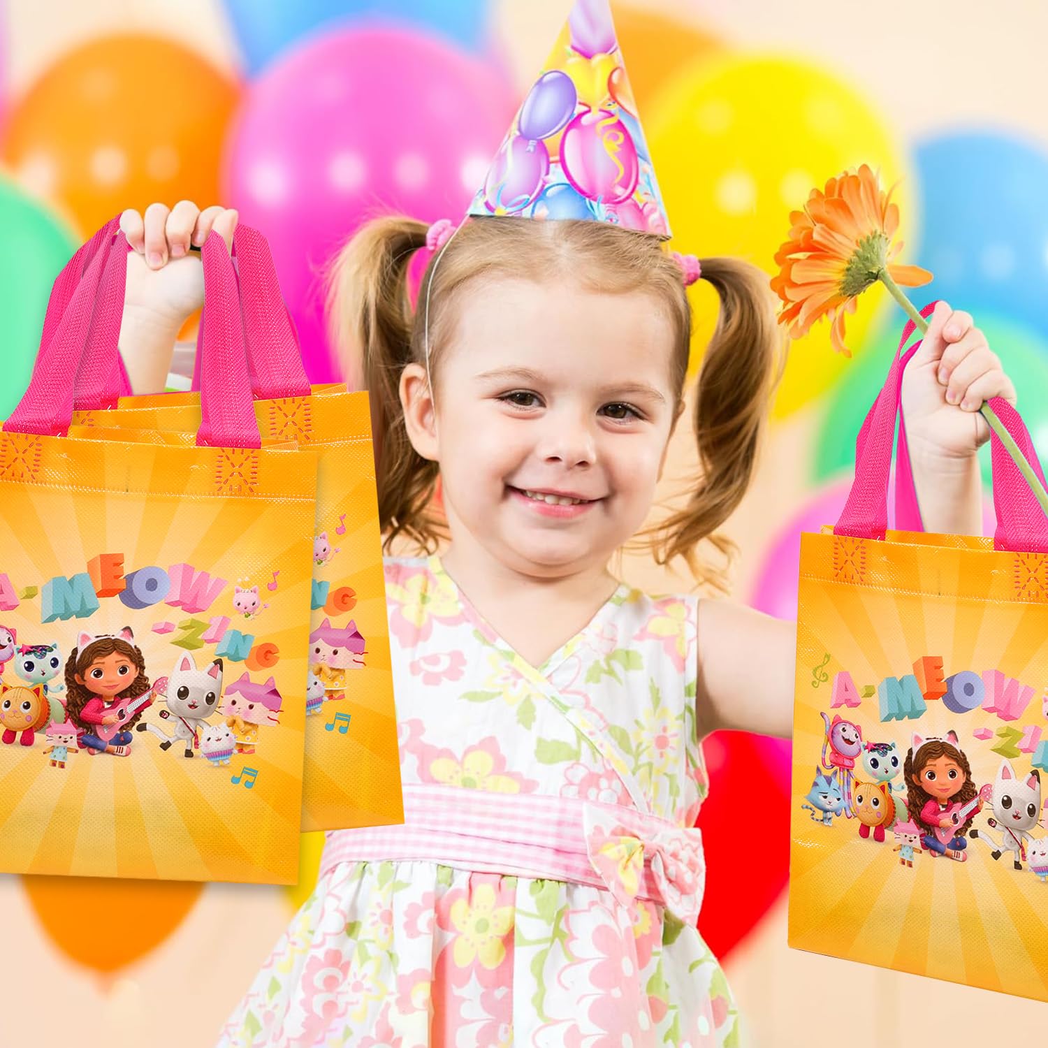DreamWorks Gabby's Dollhouse tote bags – vibrant patterns for celebrations.