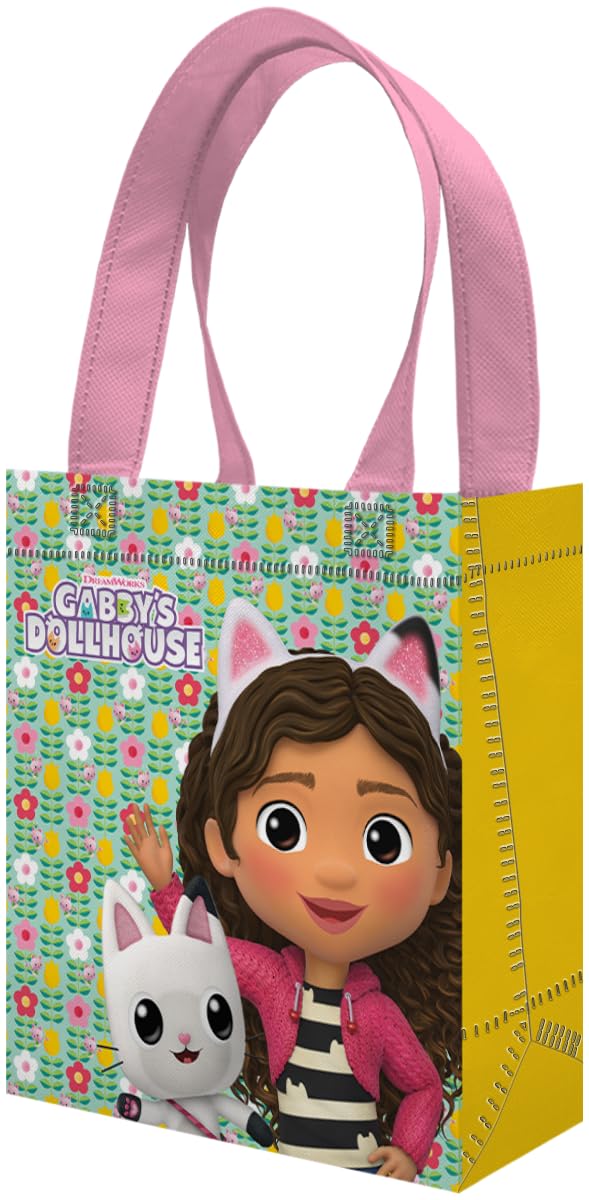 DreamWorks Gabby's Dollhouse tote bags – in use at party table as favors.
