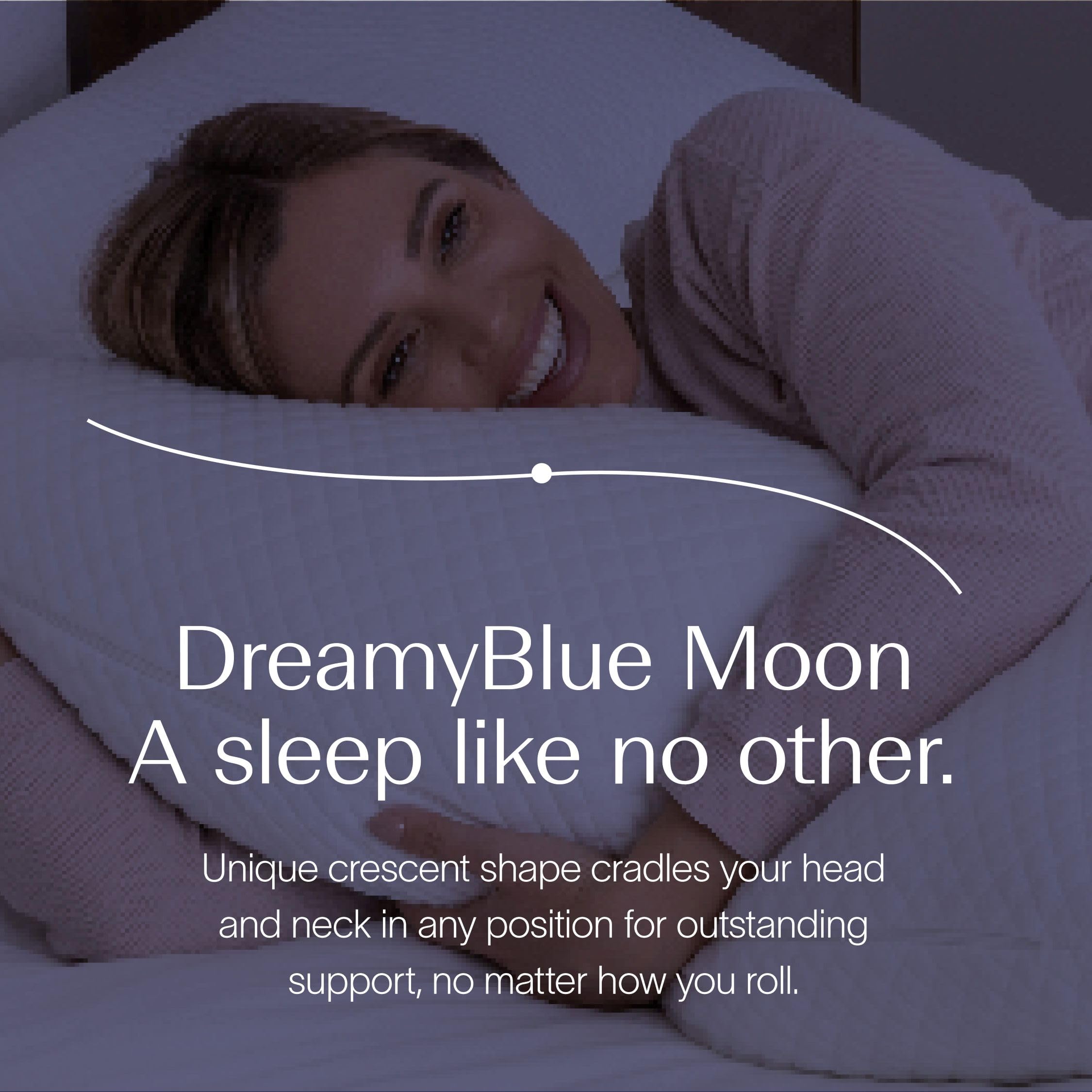 DreamyBlue Moon Pillow luxury cover delivers soft, breathable comfort throughout the night.