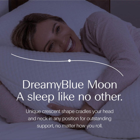 DreamyBlue Moon Pillow luxury cover delivers soft, breathable comfort throughout the night.