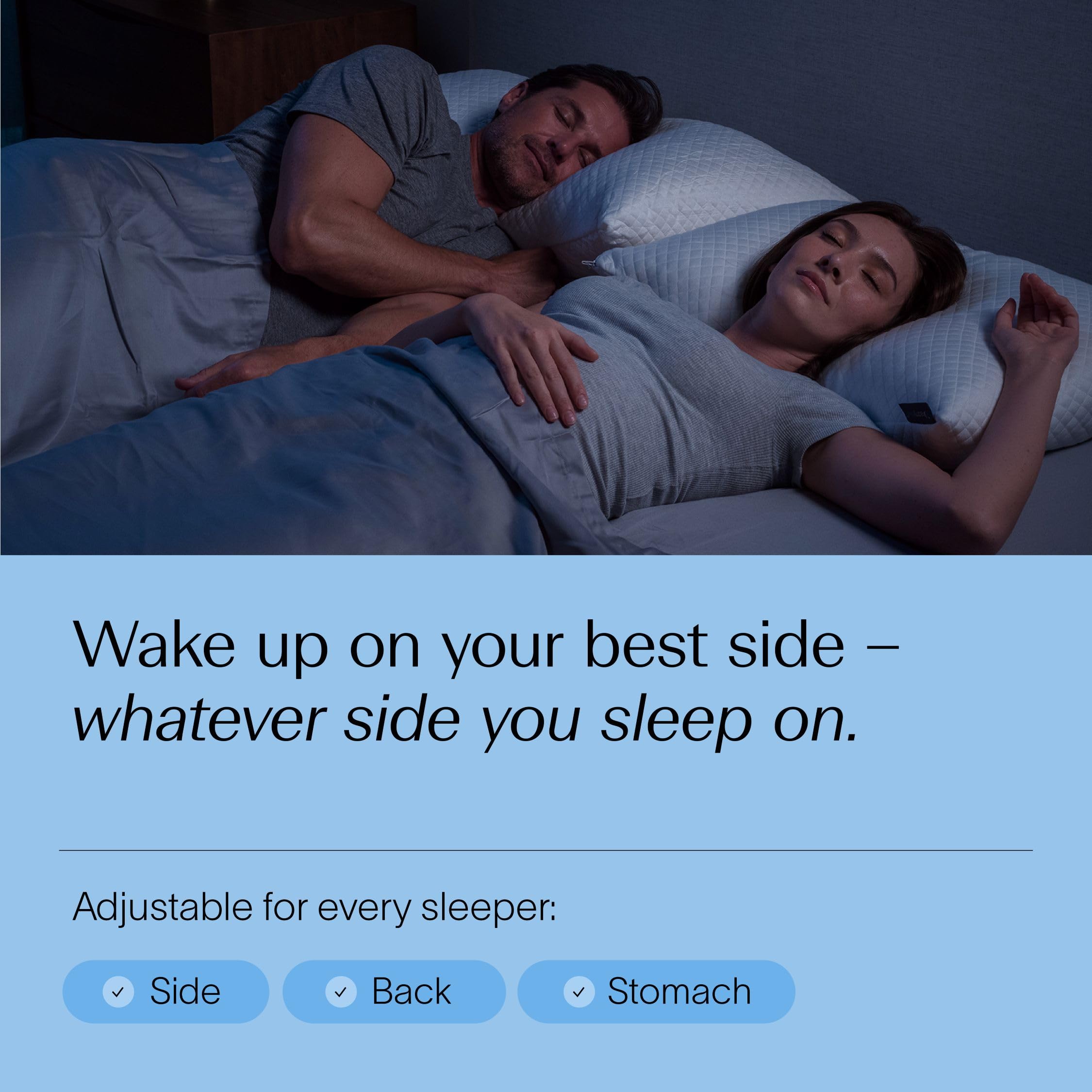 DreamyBlue Signature Pillow cover in bamboo rayon fabric highlights easy-care and breathability.