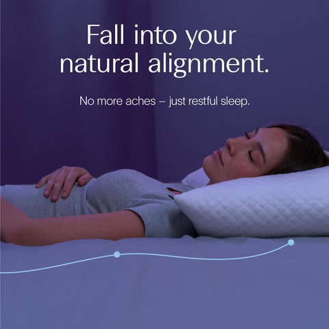 DreamyBlue Signature Pillow provides neutral alignment for multiple sleep positions.