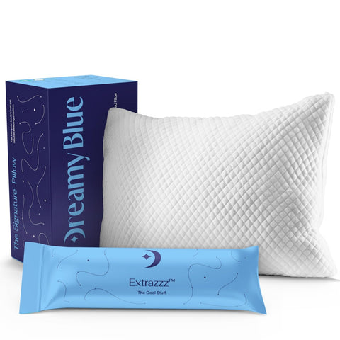 DreamyBlue Signature Pillow with adjustable loft offers customizable comfort for any sleep position.