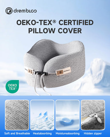Drembloo memory foam with 60% breathability for sweat-free trips.