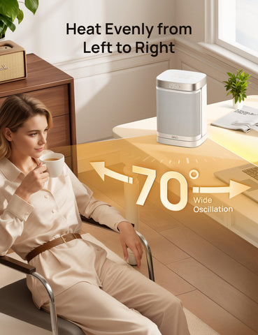 DREO Atom One portable design fits desks, bedrooms, and small spaces