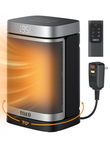 DREO bathroom heater with ALCI plug for safe use near water.