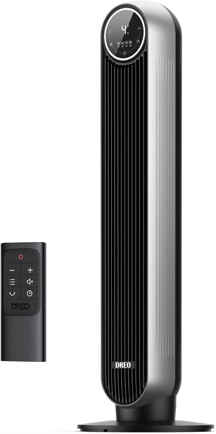 DREO bladeless tower fan delivers fast wind speed for quick cooling