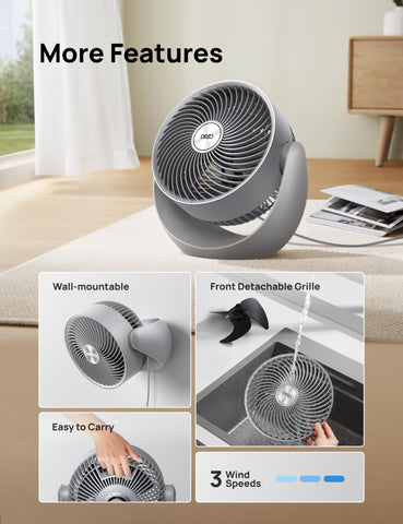 DREO compact desk fan ideal for office or kitchen