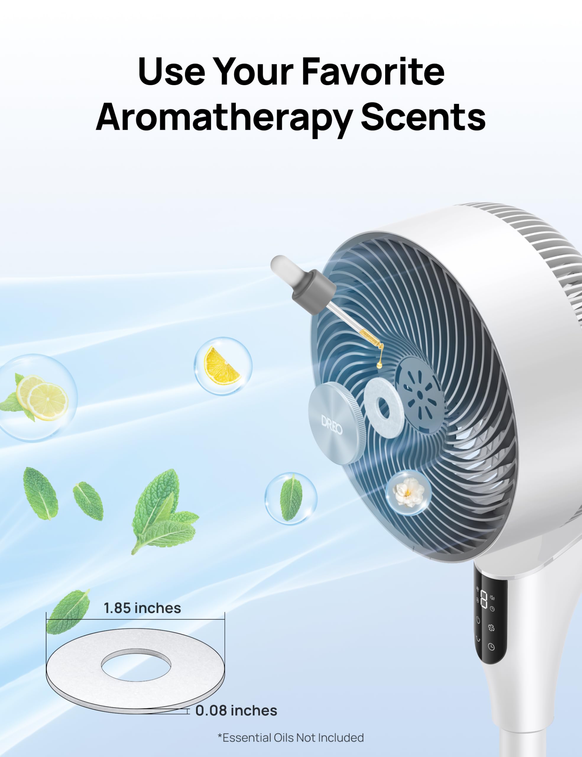 DREO fan-8-speed-auto-mode shot conveys flexible comfort in any space.