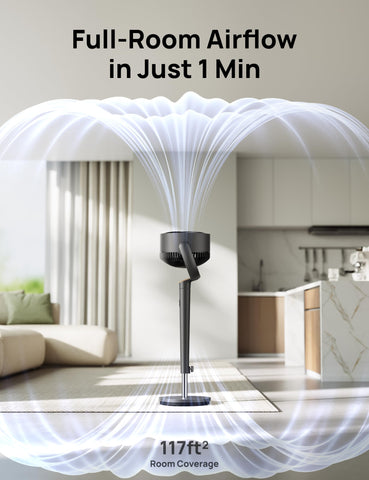 DREO fan 9 speeds and 4 modes for personalized comfort.