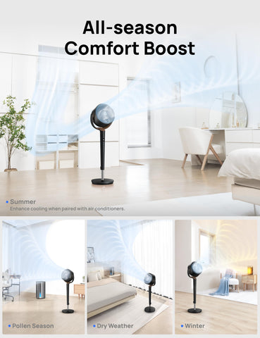 DREO fan with 9 speeds and 4 modes for customizable breeze