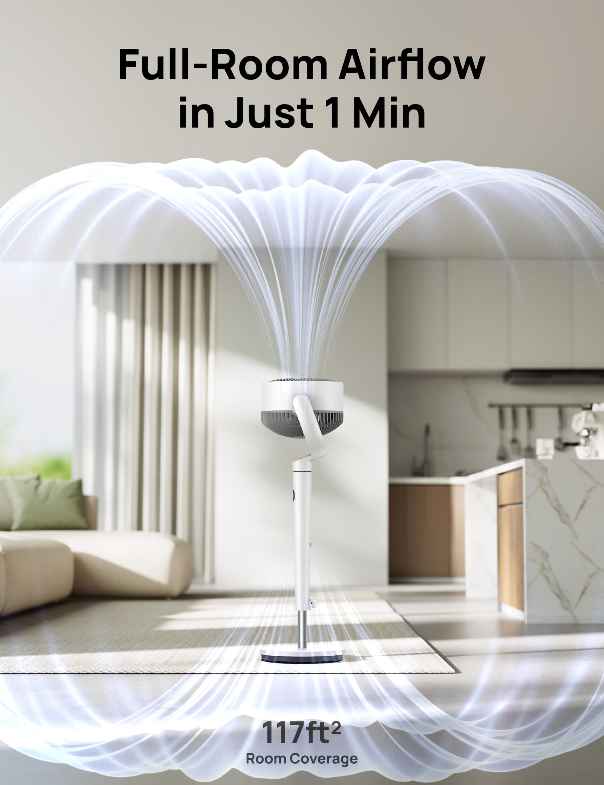 DREO fan height adjustable from 37 to 42 inches