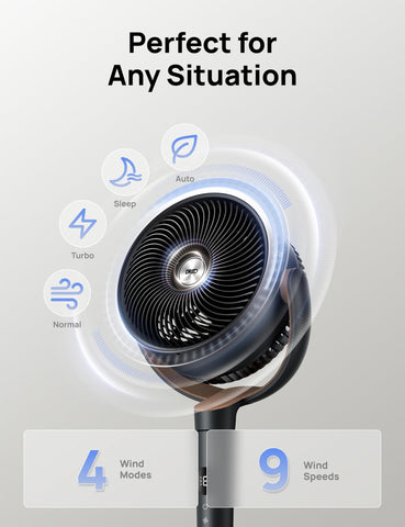 DREO fan height adjusted between 37 and 42 inches for seating alignment