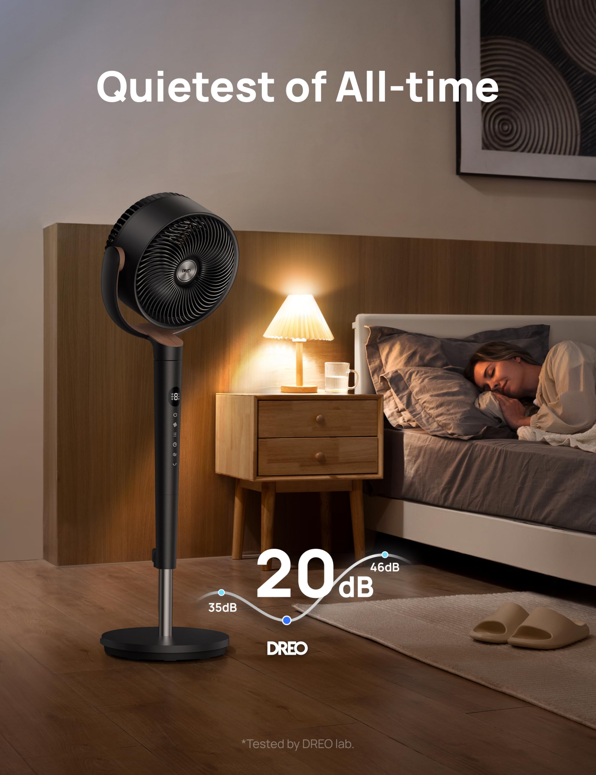 DREO fan horizontal oscillation around a living area for full coverage