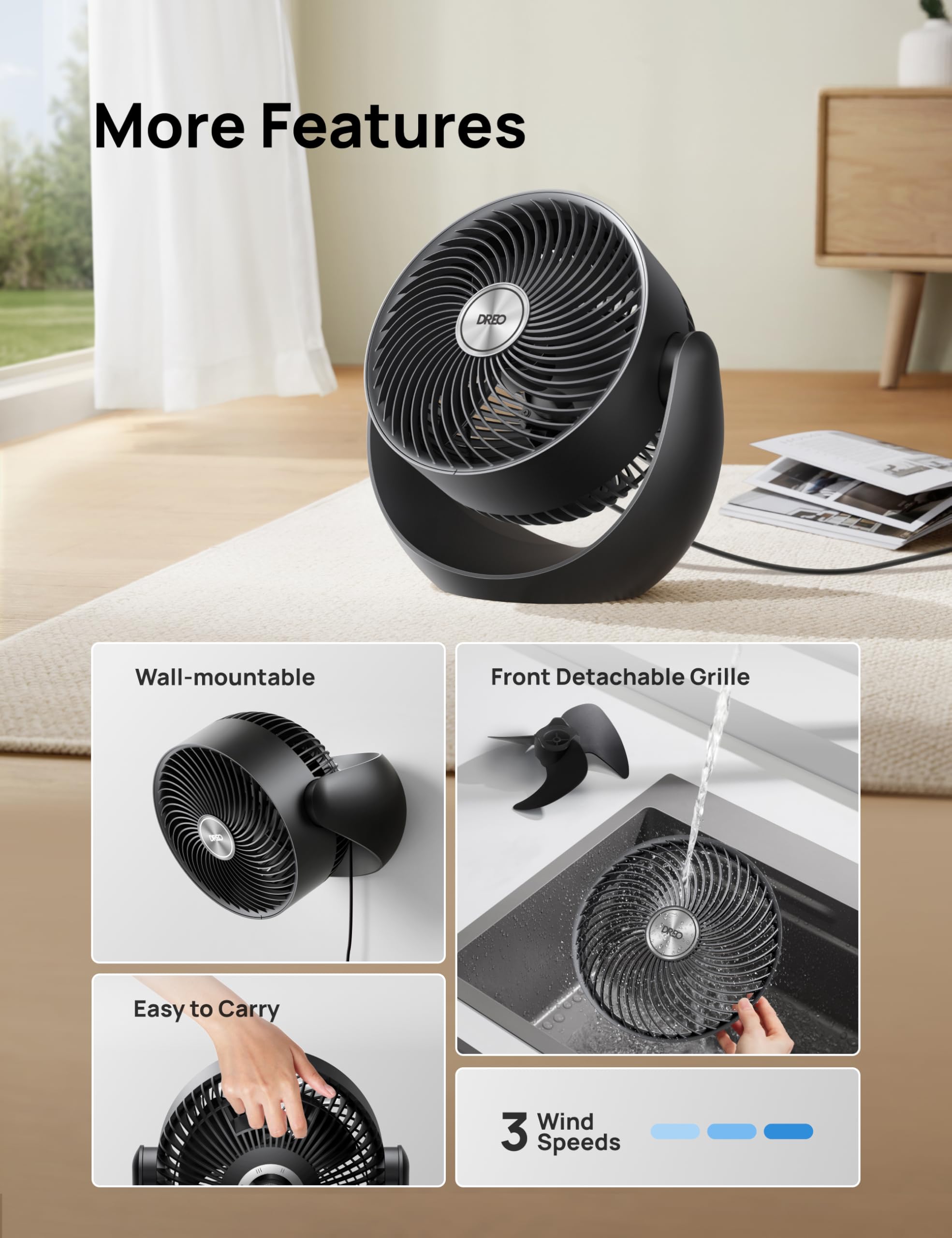 DREO 2025 model emphasizes efficiency and silent performance at home.