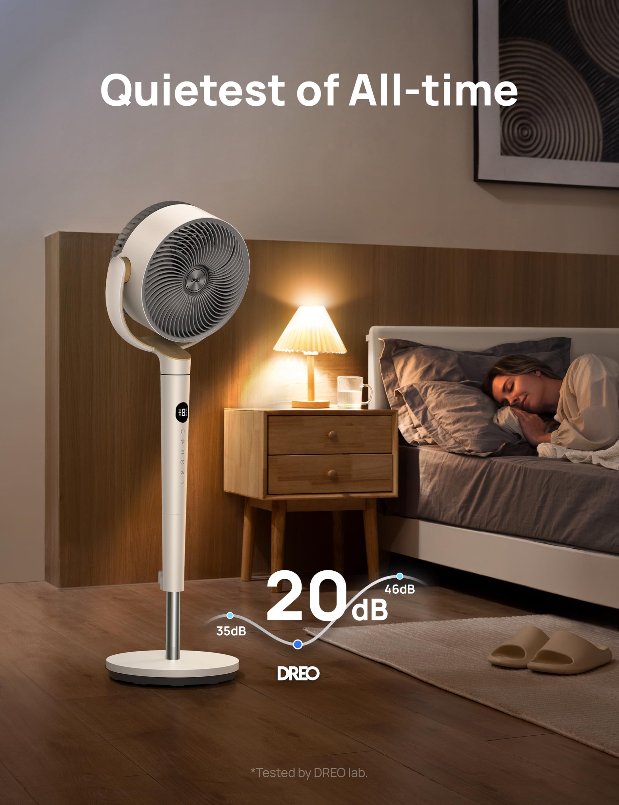 DREO fan tilting 120° vertical to reach every corner