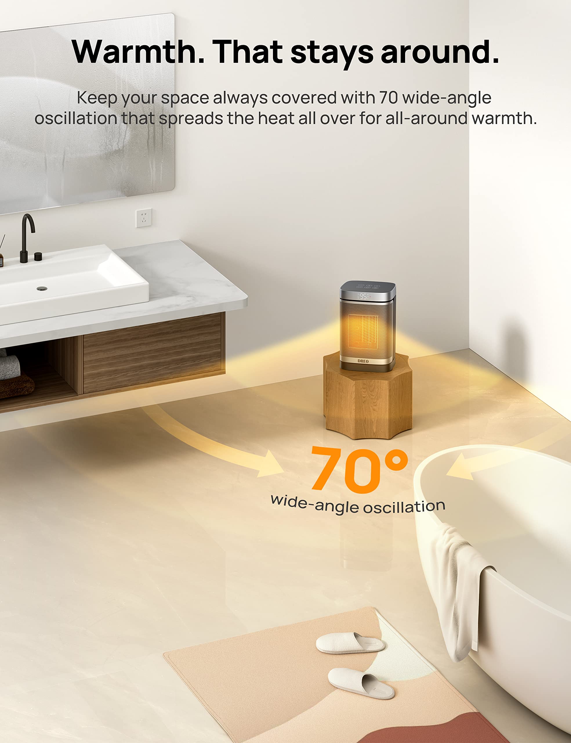 DREO five modes including Eco and Timer for flexible comfort.