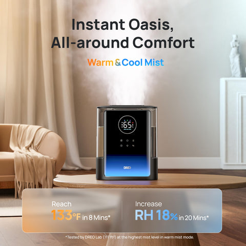 DREO HM717S warm-mist setup ideal for winter comfort and cozy air.
