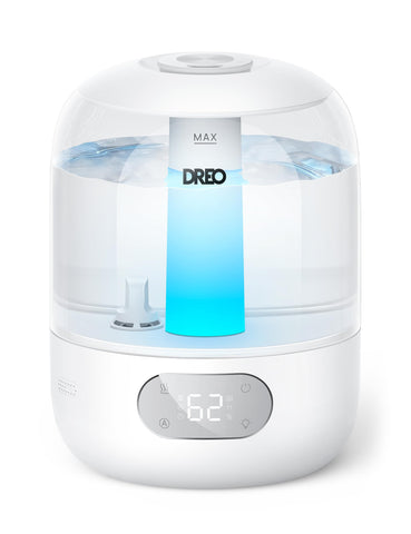 DREO humidifier with 3L top-fill tank delivers long-lasting humidity in bedrooms.