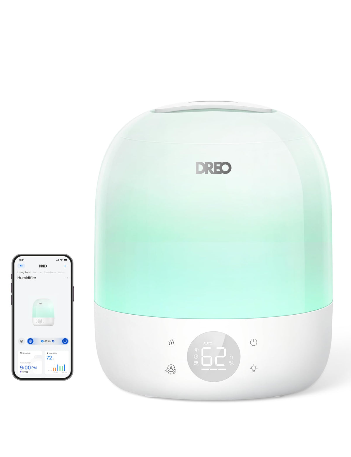 DREO HM409S humidifier with mist output for balanced room humidity and comfort.
