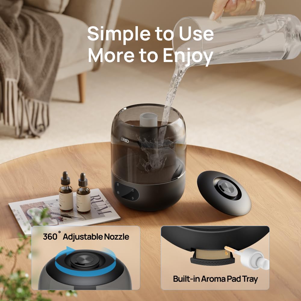 DREO night light adds gentle glow during evening use.