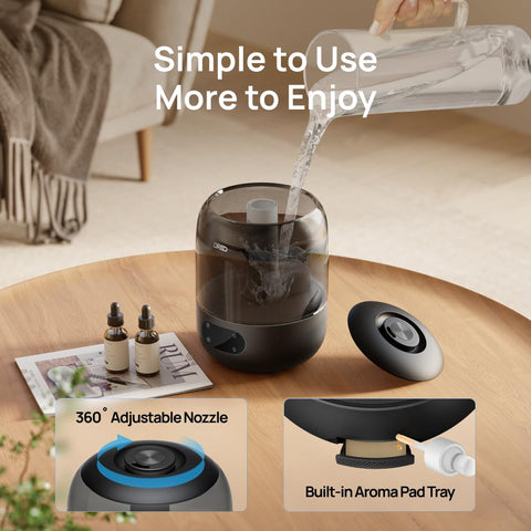 DREO night light adds gentle glow during evening use.