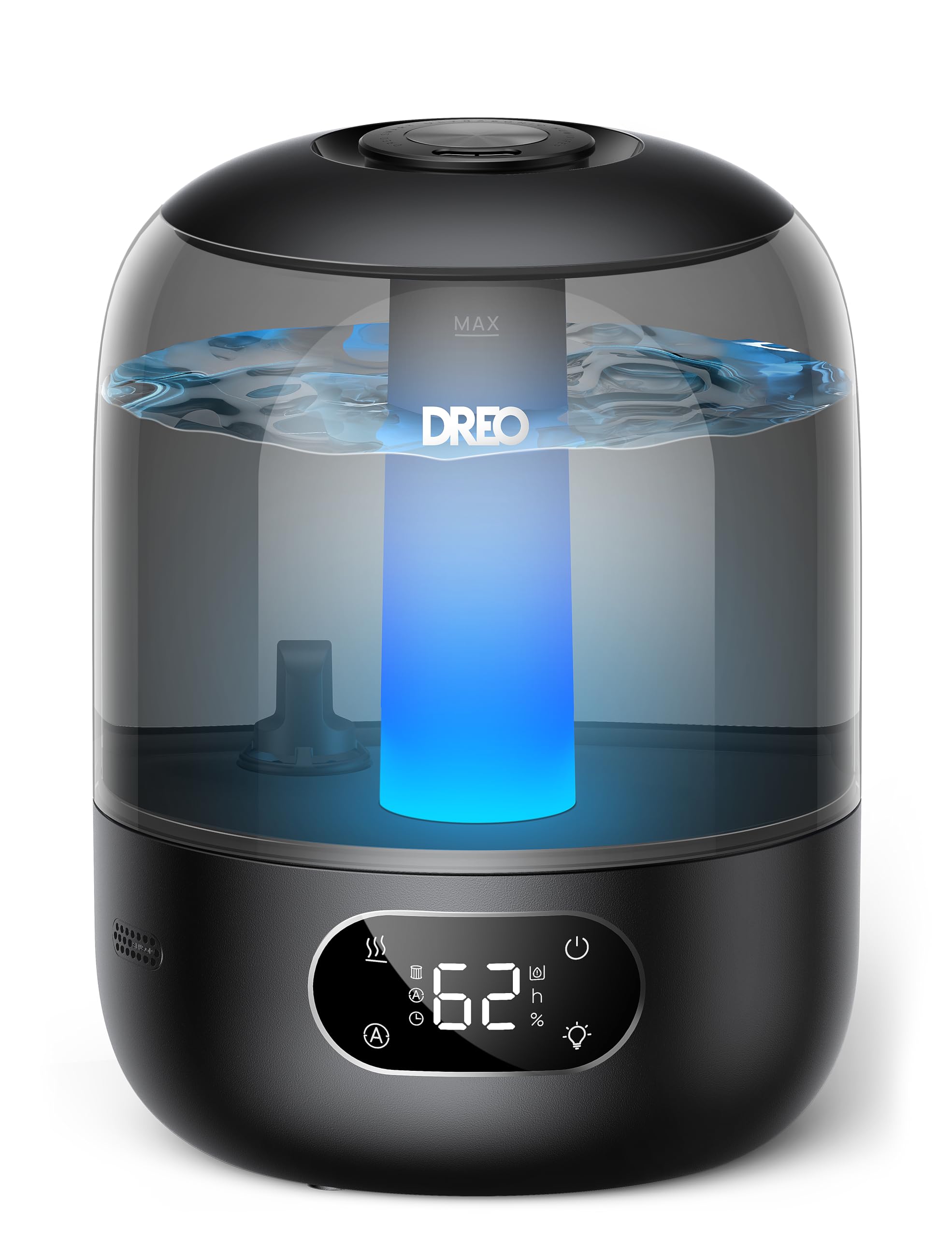 DREO humidifier top-fill 3L for easy refills and steady bedroom humidity.