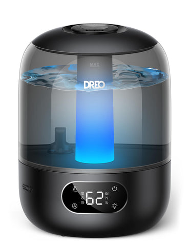 DREO humidifier top-fill 3L for easy refills and steady bedroom humidity.
