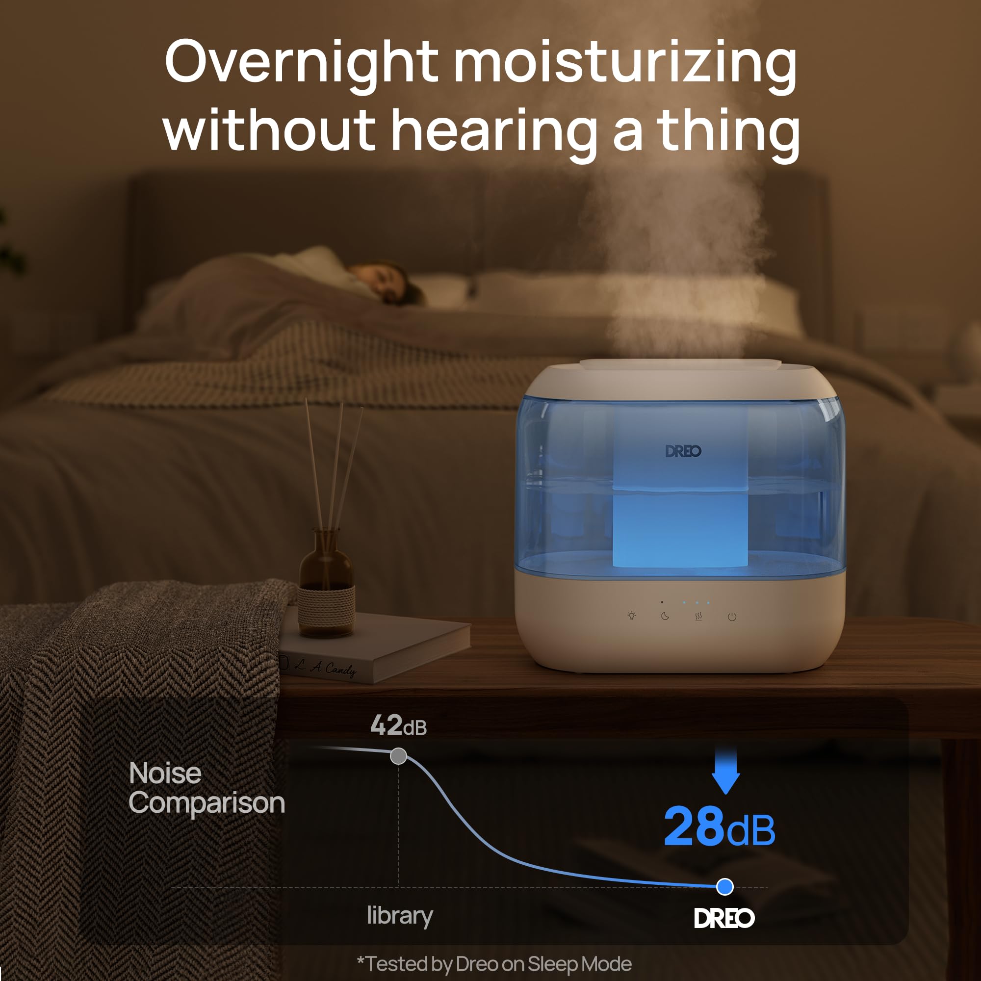 DREO humidifier ultrafine 5-micron mist for even room humidity