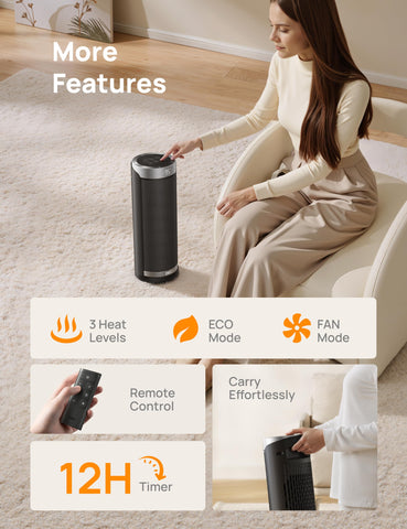 Dreo covers up to 270 sq ft for medium to large rooms.