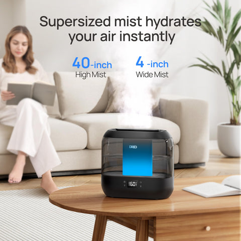Dreo large-room humidifier shows strong mist output with dual intake