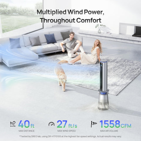 DREO MC710S oscillation options showing a 120-degree range