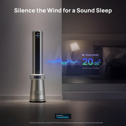 DREO MC710S standing tower in a modern living room