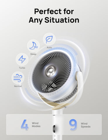 Close-up of 9-speed selector on DREO pedestal fan