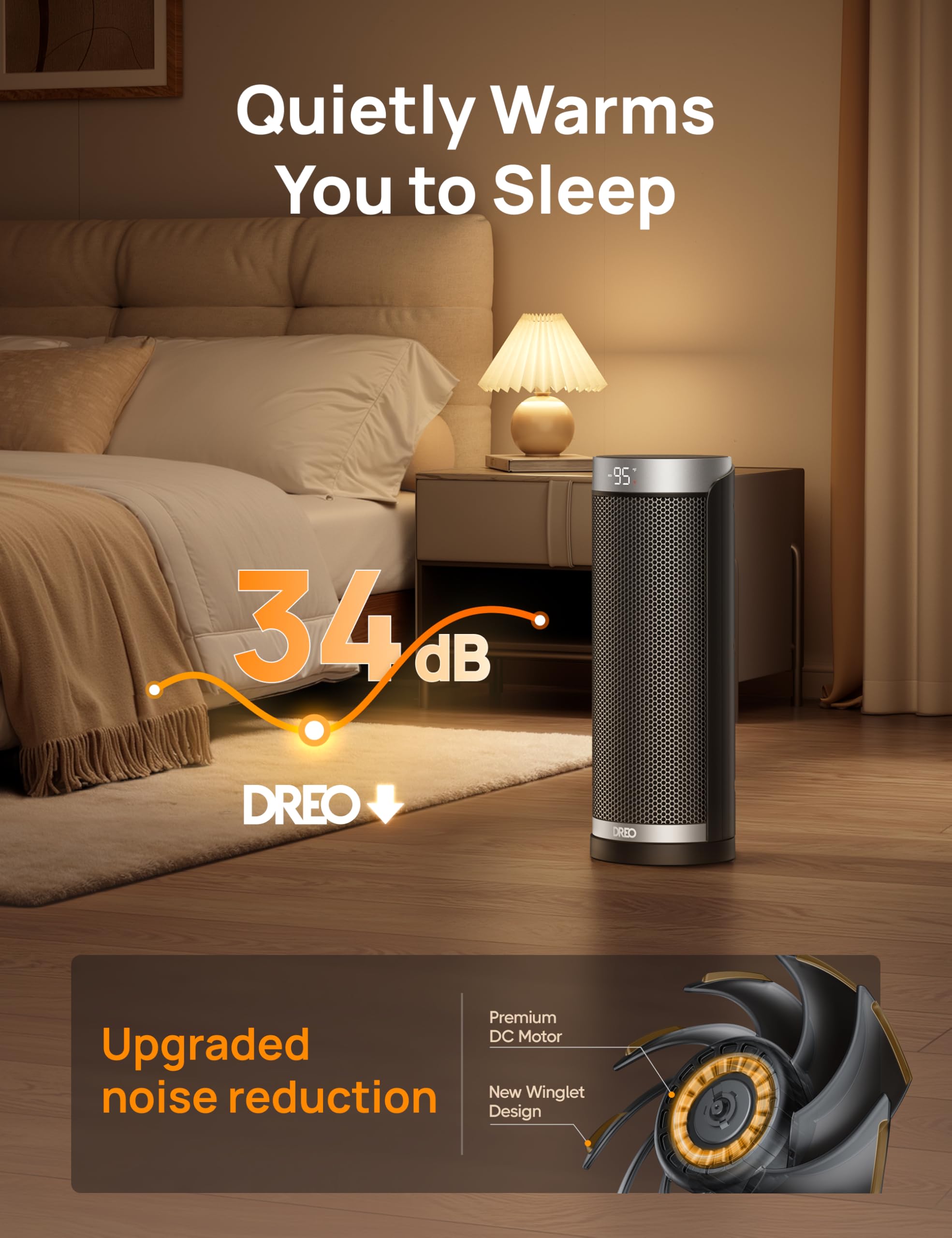Dreo portable room heater is easy to move between spaces.