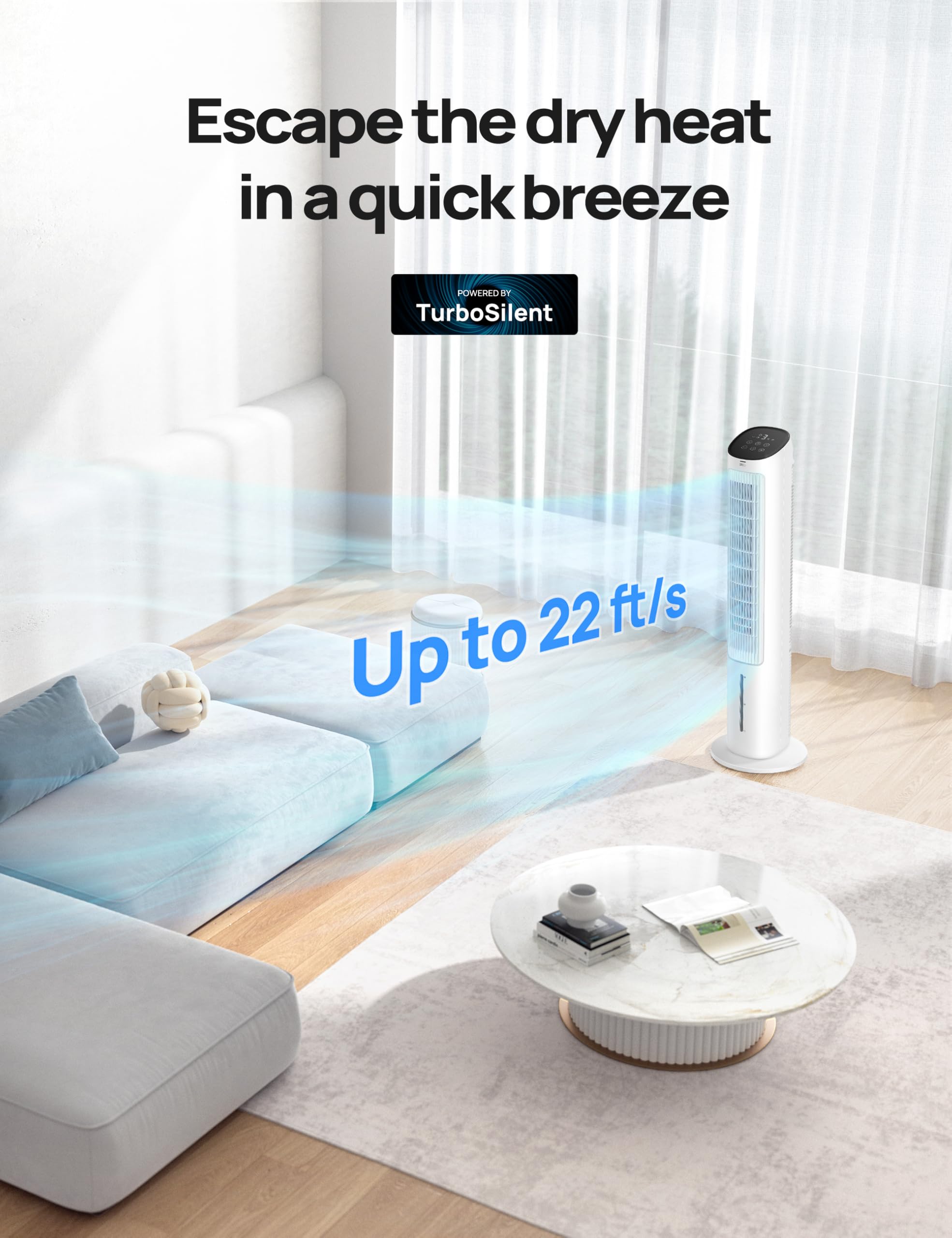 DREO operates quietly at 35dB for calm environments.