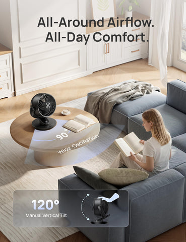 DREO remote control panel for easy speed, timer, and mode adjustments.