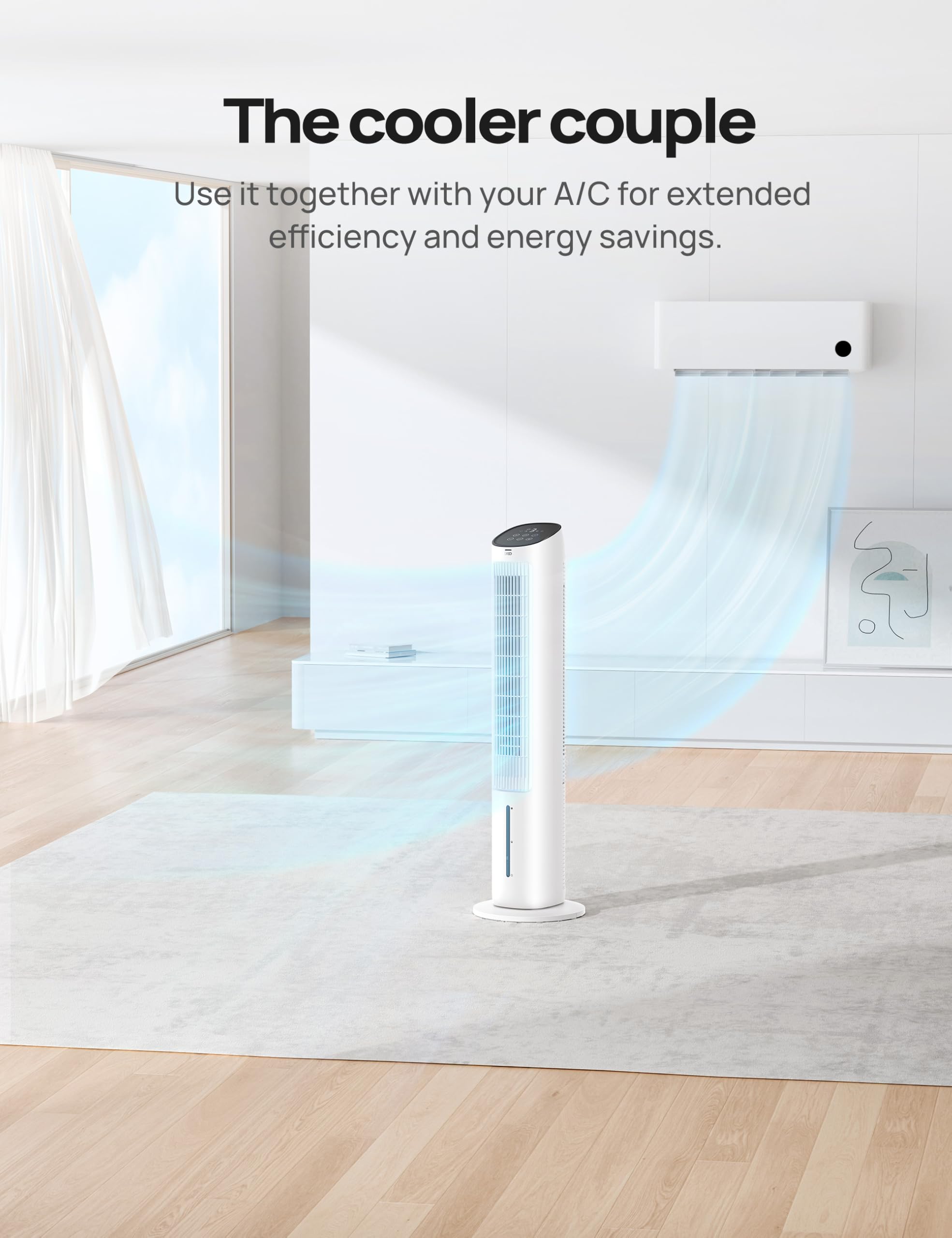 DREO removable water tank simplifies refills and maintenance.