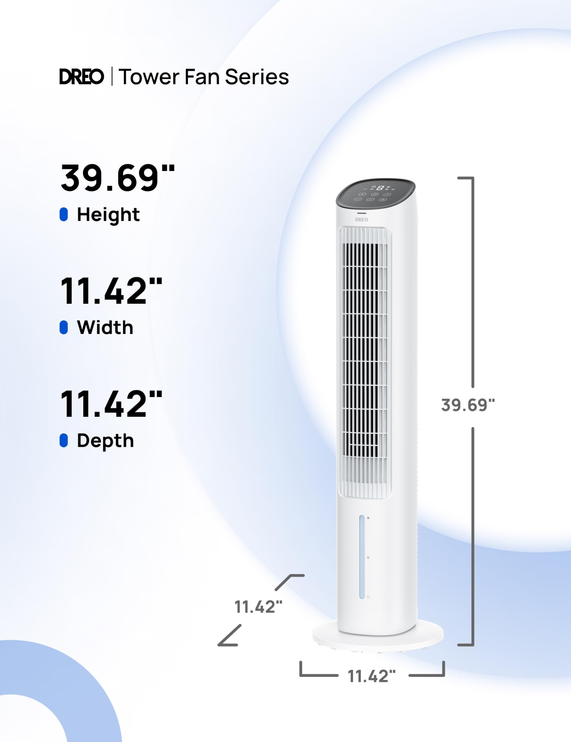 DREO seven-hour timer and four speeds tailor comfort.
