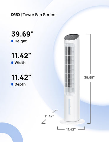 DREO seven-hour timer and four speeds tailor comfort.
