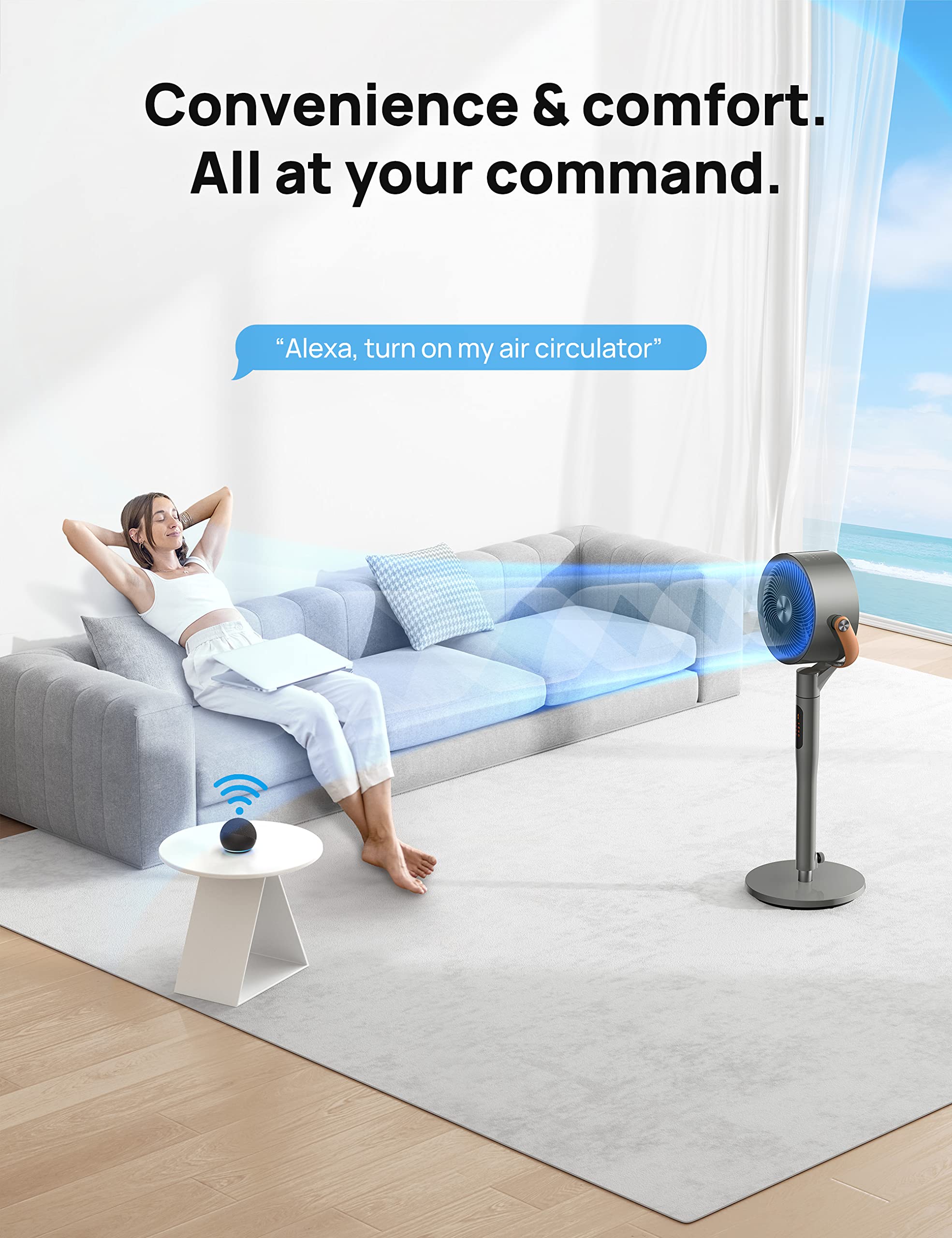 DREO Smart Fan delivers up to 1100 CFM across the space