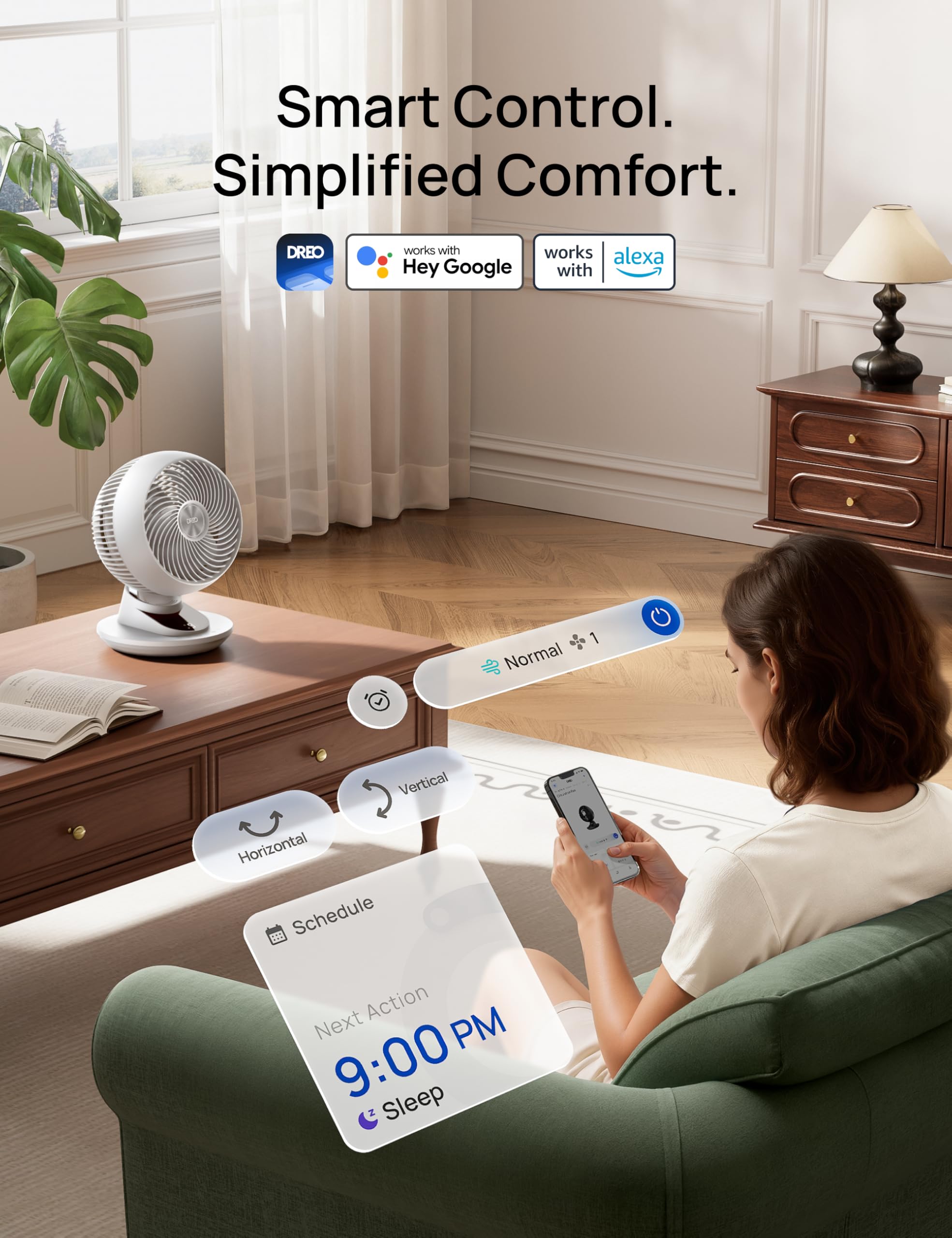 DREO 12-hour timer memory enables scheduled cooling easily.