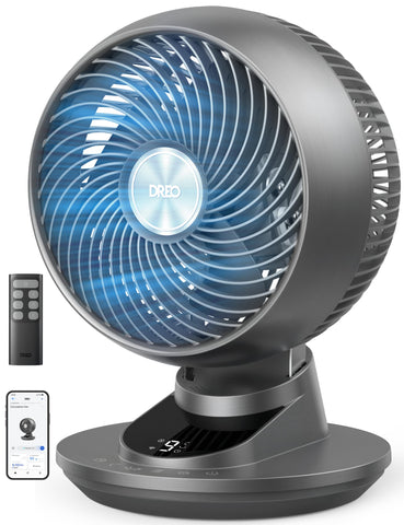 DREO Smart Fan Bedroom Airflow 950 CFM for fast, even cooling across the room.