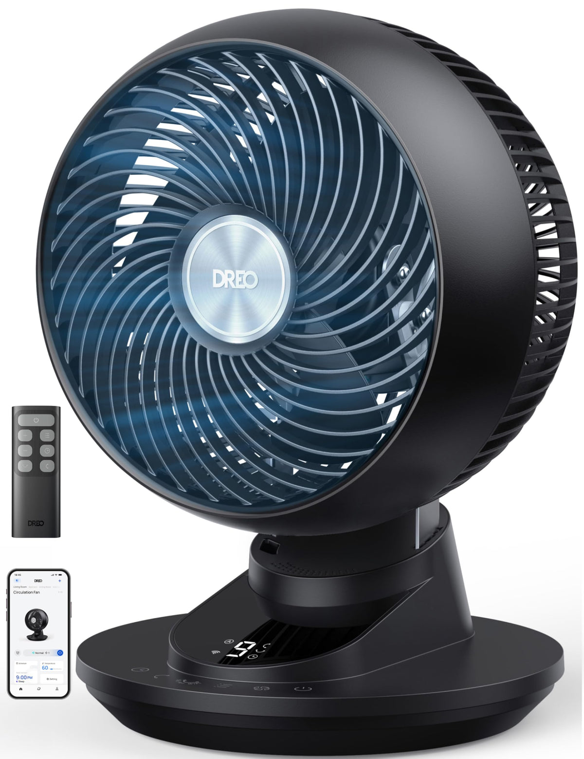 DREO smart fan bedroom airflow reaches 950 CFM for fast cooling.