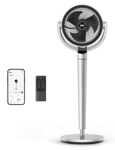 DREO Smart Fan bedroom coverage up to 110 ft enhances air circulation.